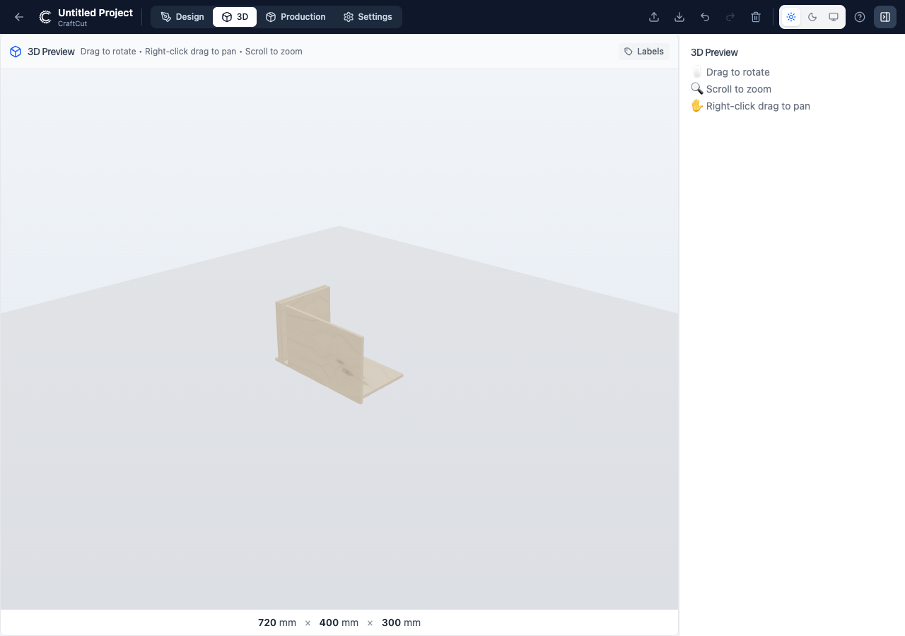 CraftCut 3D preview